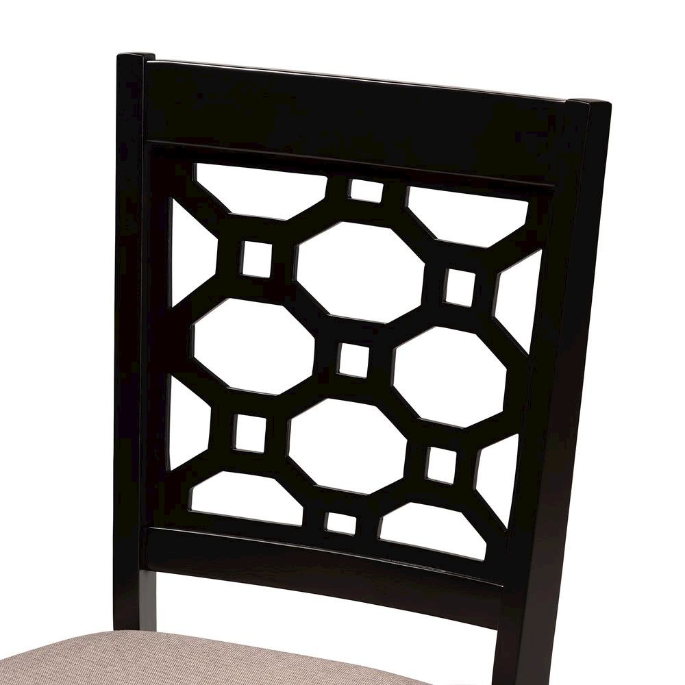Sand Fabric Upholstered and Dark Brown Finished Wood 5-Piece Dining Set