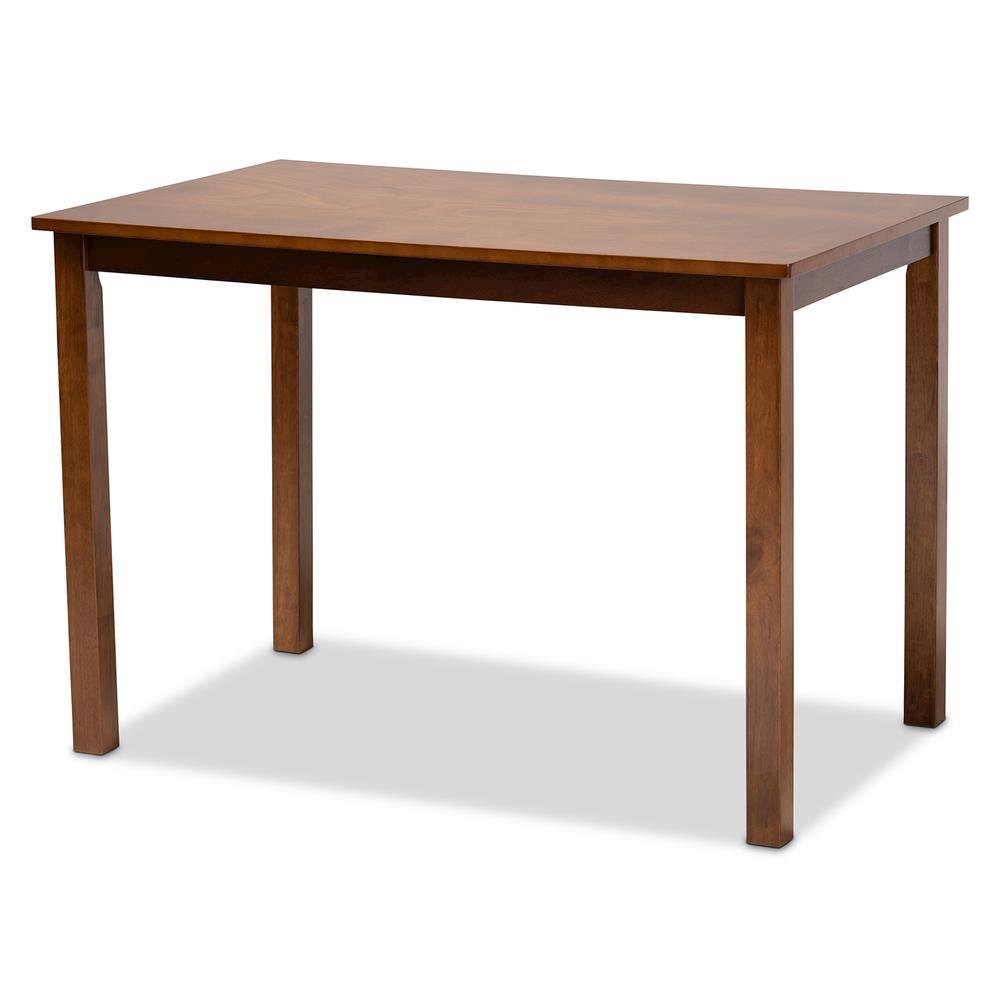 Grey Fabric Upholstered and Walnut Brown Finished Wood 5-Piece Dining Set
