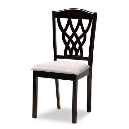 Grey Fabric Upholstered and Dark Brown Finished Wood 7-Piece Dining Set