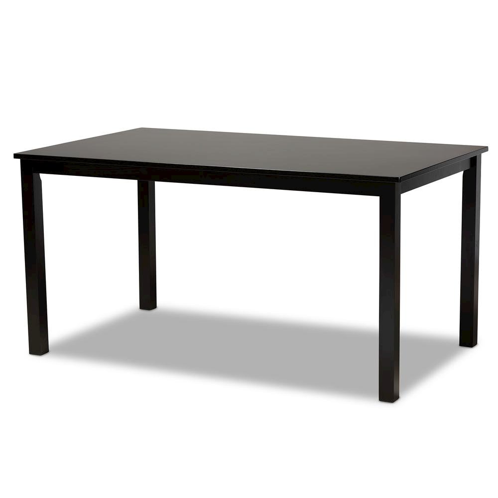 Sand Fabric Upholstered and Dark Brown Finished Wood 7-Piece Dining Set