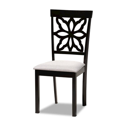 Grey Fabric Upholstered and Dark Brown Finished Wood 7-Piece Dining Set