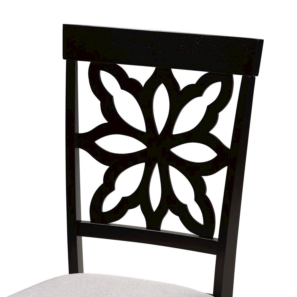 Grey Fabric Upholstered and Dark Brown Finished Wood 7-Piece Dining Set