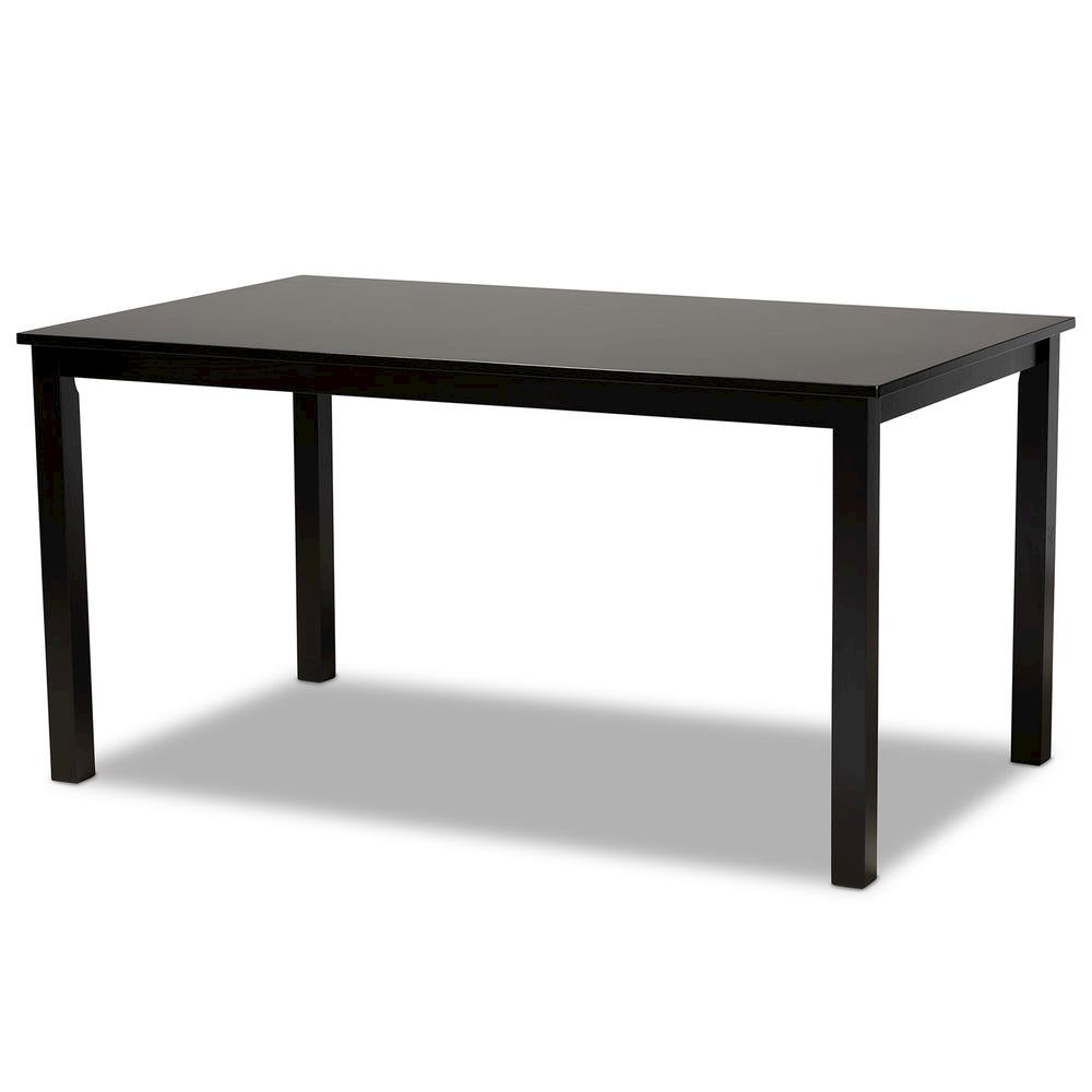 Sand Fabric Upholstered and Dark Brown Finished Wood 7-Piece Dining Set