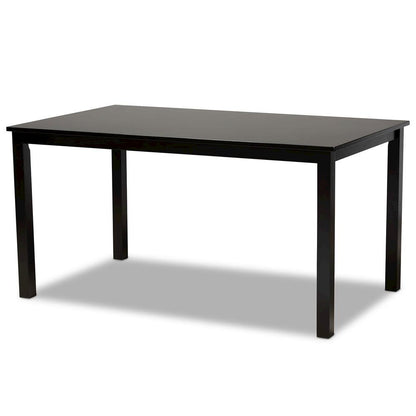 Sand Fabric Upholstered and Dark Brown Finished Wood 7-Piece Dining Set