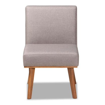 Grey Fabric Upholstered and Walnut Brown Finished Wood Dining Chair