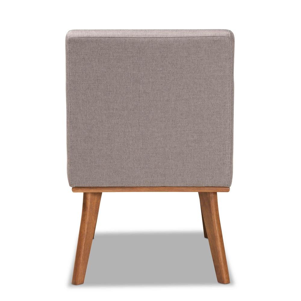 Grey Fabric Upholstered and Walnut Brown Finished Wood Dining Chair