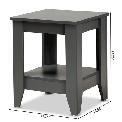 Audra Modern and Contemporary Grey Finished Wood Living Room End Table