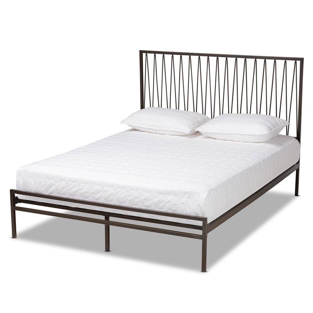 Black Bronze Finished Metal Full Size Platform Bed