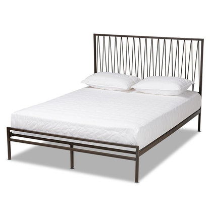 Black Bronze Finished Metal Full Size Platform Bed