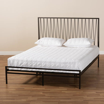 Black Bronze Finished Metal Full Size Platform Bed