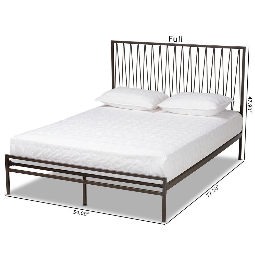 Black Bronze Finished Metal Full Size Platform Bed