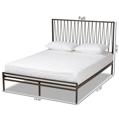 Black Bronze Finished Metal Full Size Platform Bed