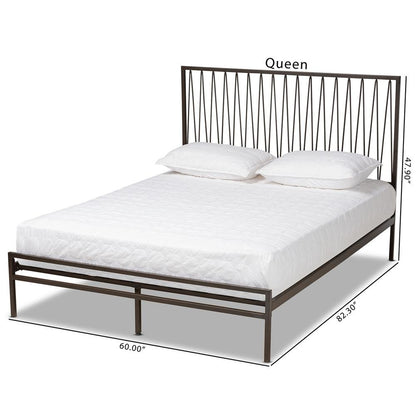 Black Bronze Finished Metal Full Size Platform Bed