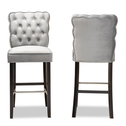 Dark Brown Finished Wood 2-Piece Bar Stool Set