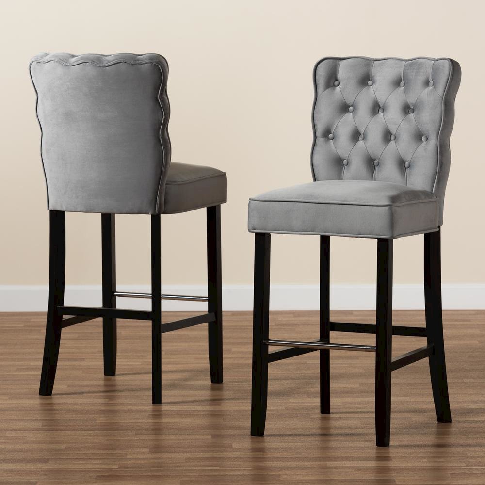 Dark Brown Finished Wood 2-Piece Bar Stool Set