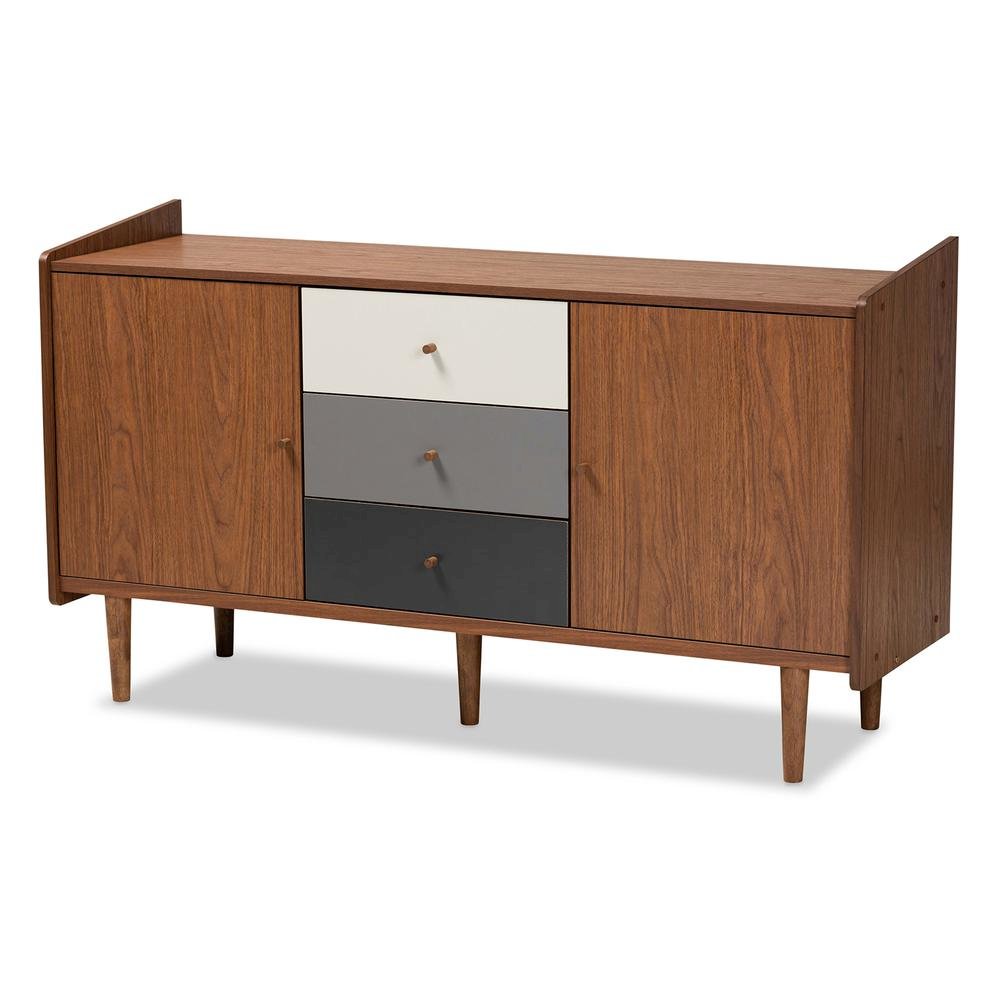 Grey Gradient Finished Wood 2-Door Dining Room Sideboard Buffet