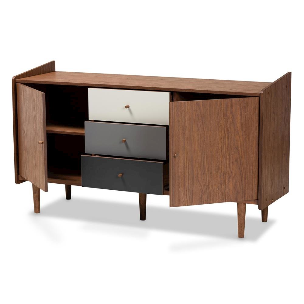 Grey Gradient Finished Wood 2-Door Dining Room Sideboard Buffet