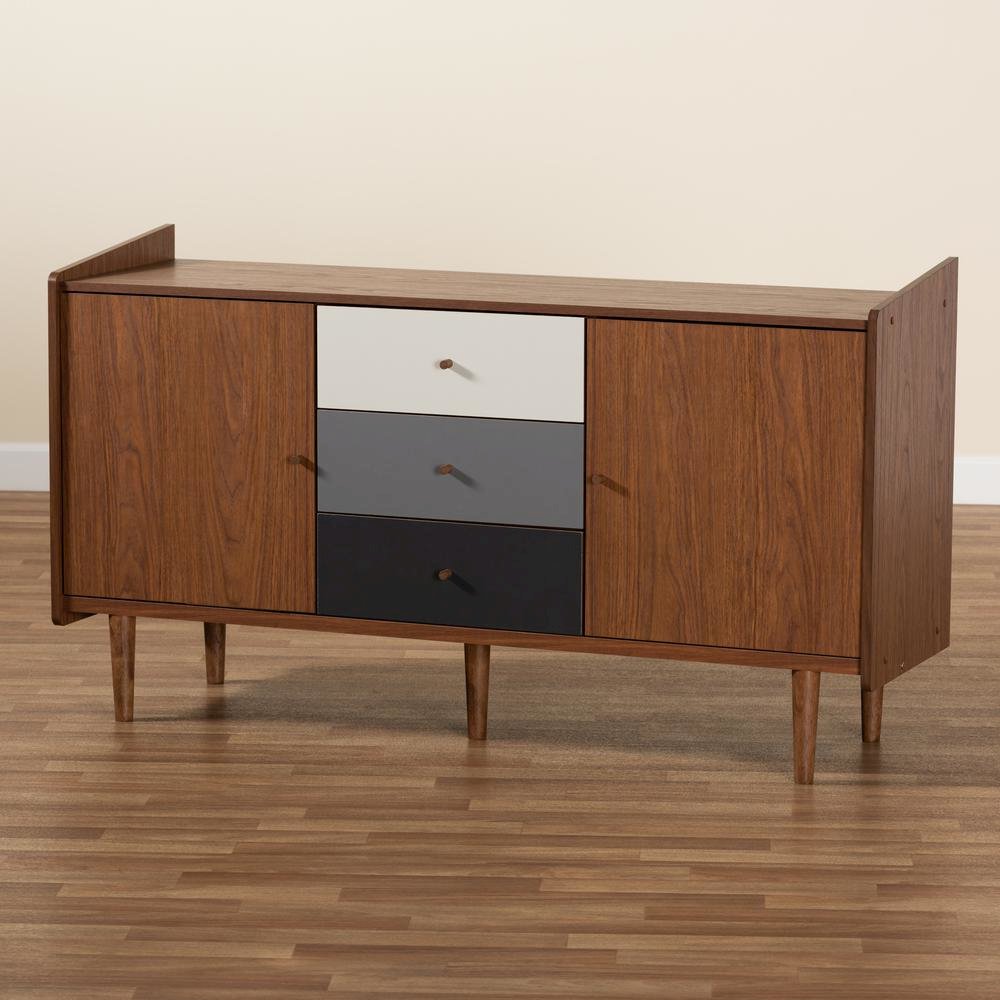 Grey Gradient Finished Wood 2-Door Dining Room Sideboard Buffet