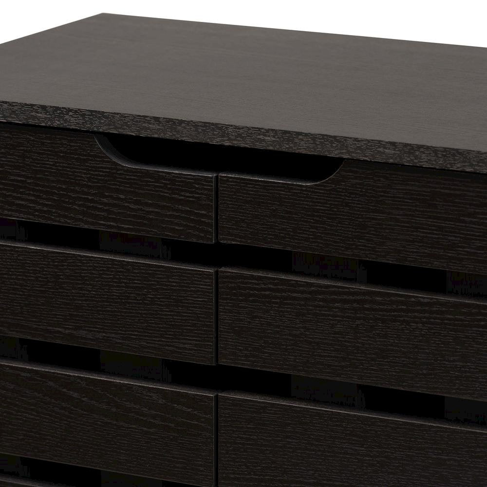 Dark Brown Finished Wood 2-Door Shoe Storage Cabinet