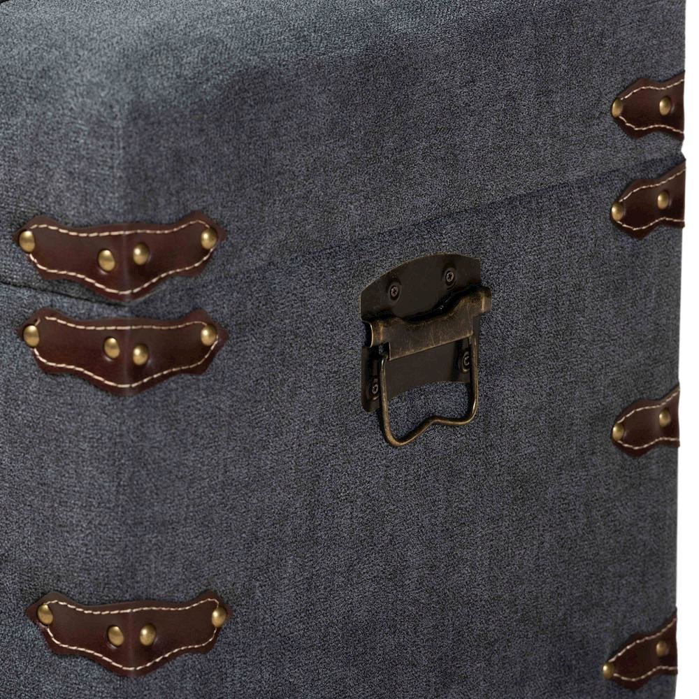 Transitional Grey Fabric Upholstered Storage Trunk Ottoman
