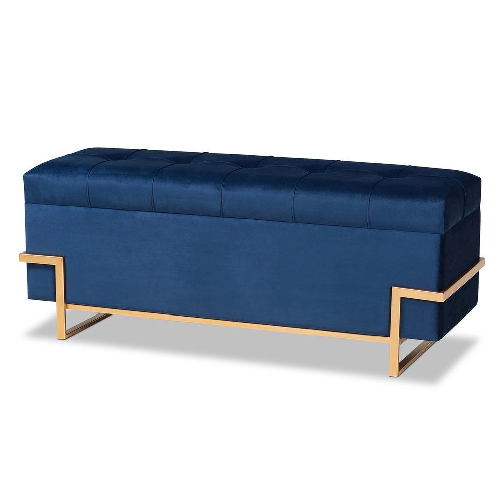 Gold Metal Finished Storage Ottoman