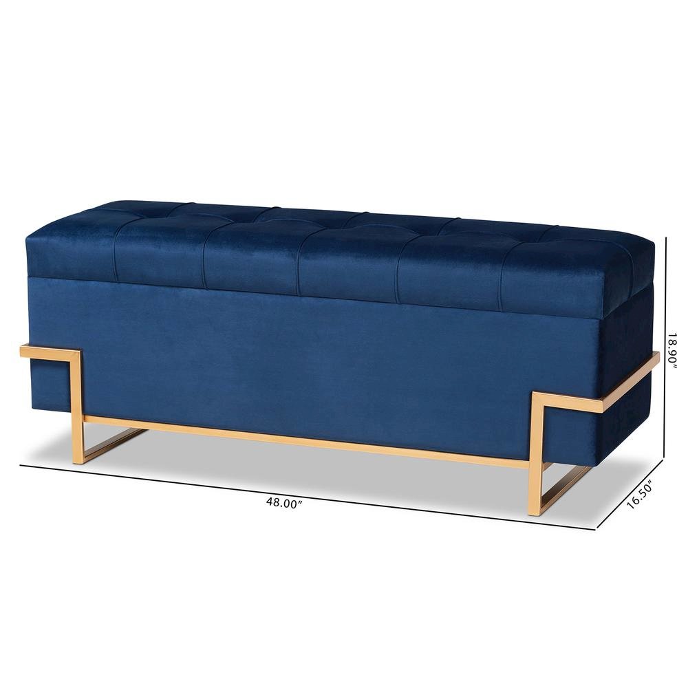 Gold Metal Finished Storage Ottoman