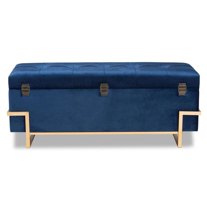 Gold Metal Finished Storage Ottoman