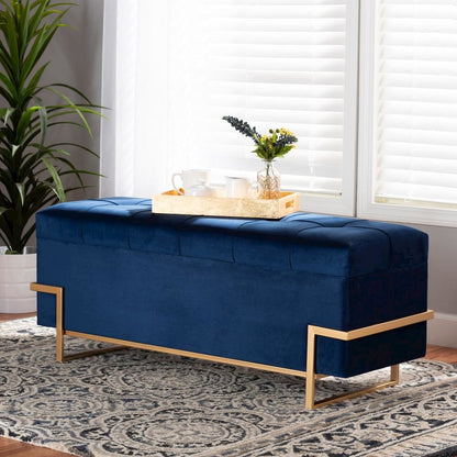 Gold Metal Finished Storage Ottoman