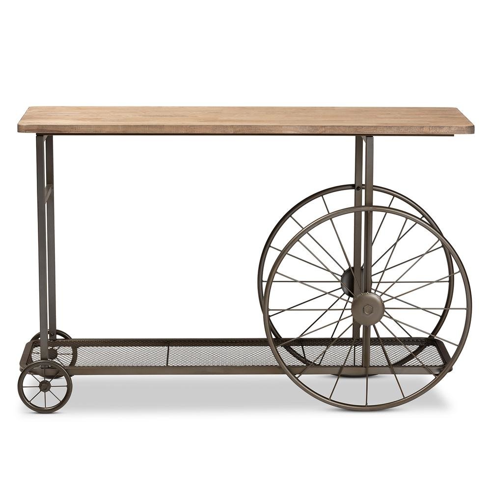 Black Finished Metal Wheeled Console Table