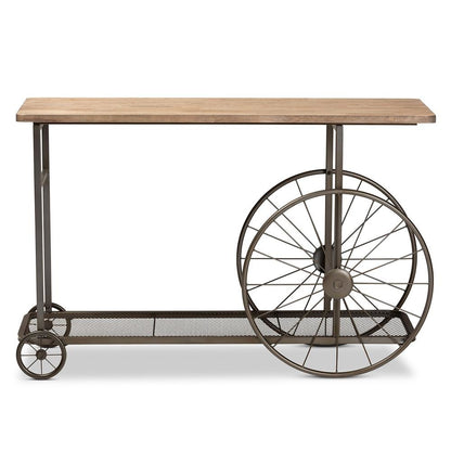 Black Finished Metal Wheeled Console Table