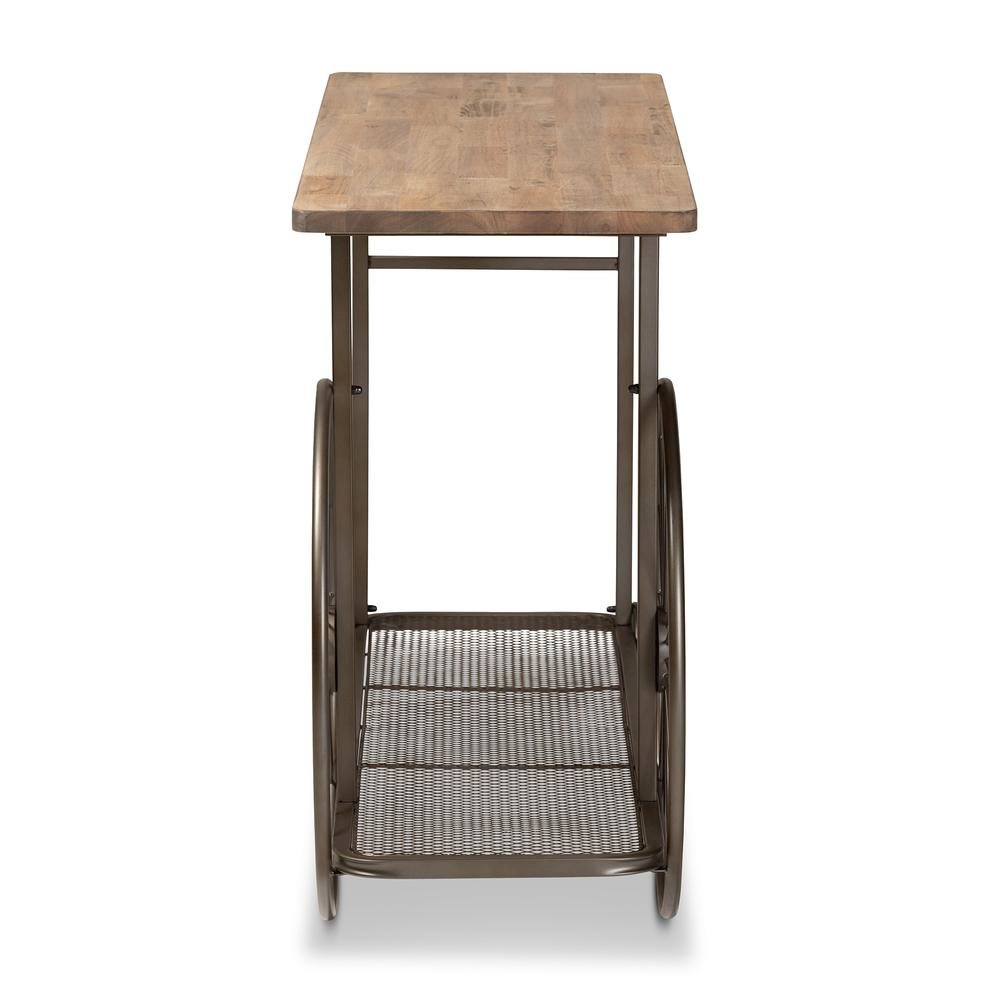 Black Finished Metal Wheeled Console Table