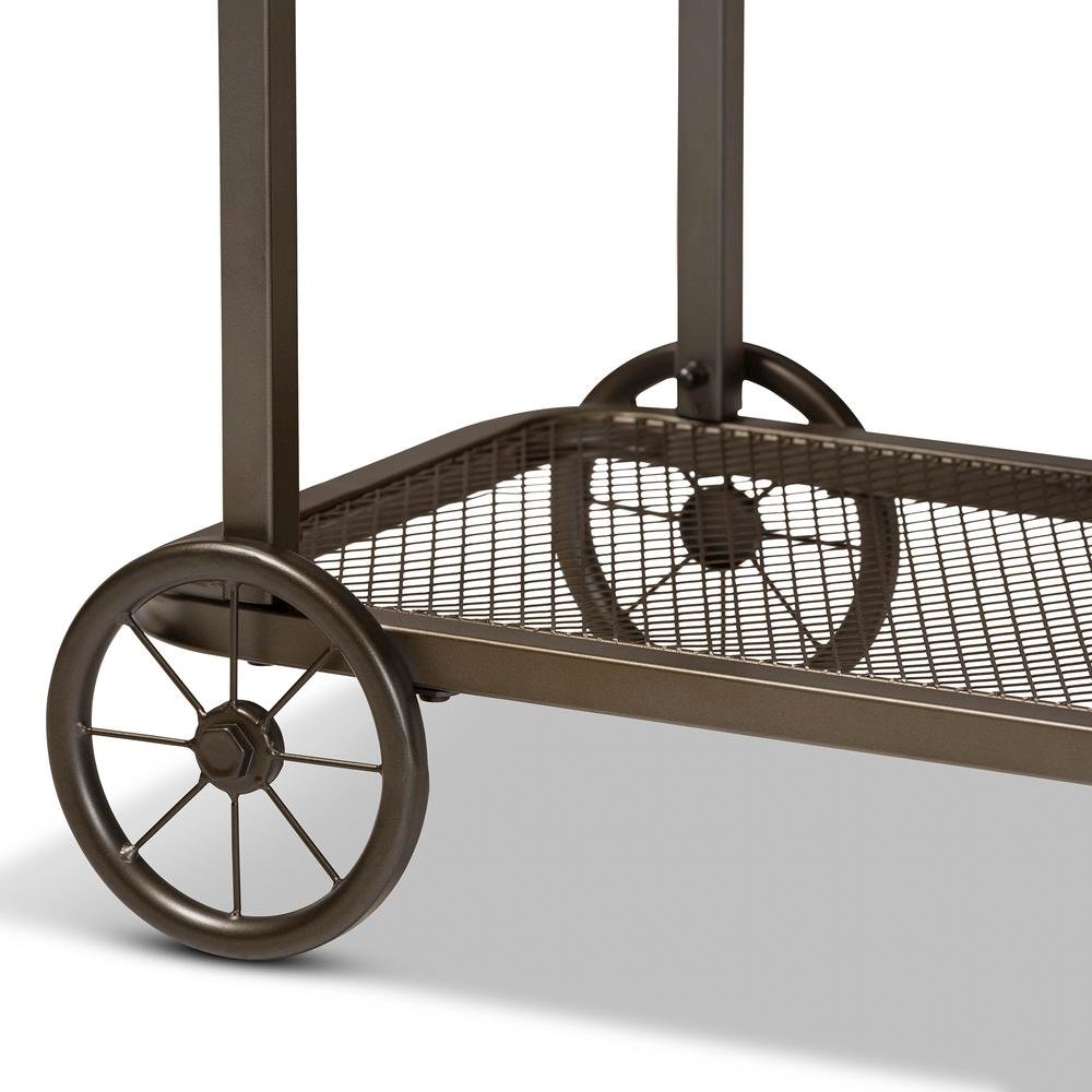 Black Finished Metal Wheeled Console Table