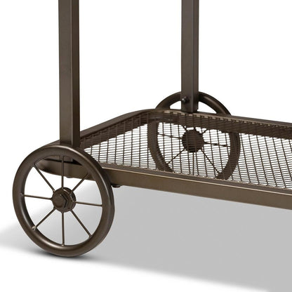 Black Finished Metal Wheeled Console Table