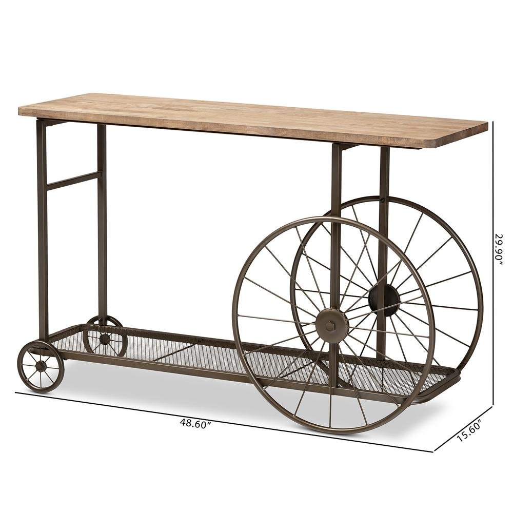 Black Finished Metal Wheeled Console Table