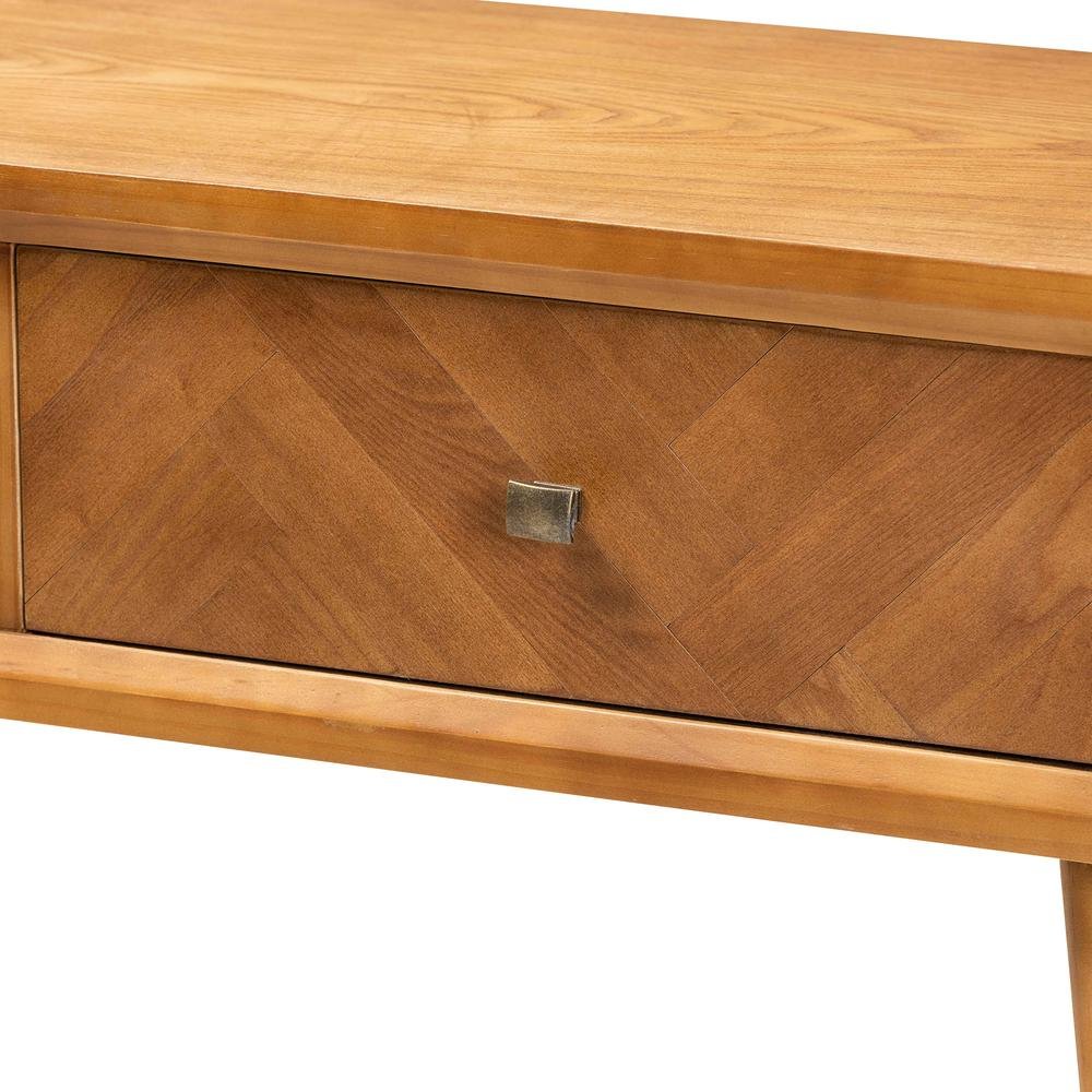 Mae Mid-Century Modern Natural Brown Finished Wood 2-Drawer Console Table