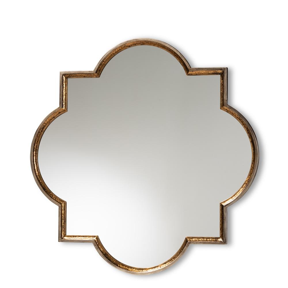 Gold Finished Metal Quatrefoil Accent Wall Mirror