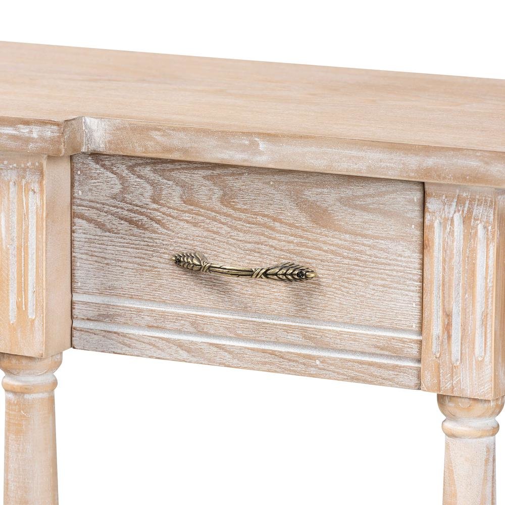 Provincial Rustic Whitewashed Oak Brown Finished Wood 3-Drawer Console Table
