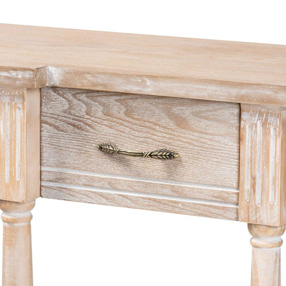 Provincial Rustic Whitewashed Oak Brown Finished Wood 3-Drawer Console Table