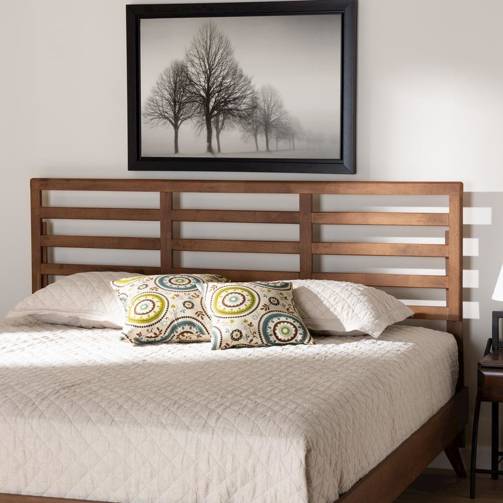 Akemi Modern and Contemporary Ash Walnut Finished Wood King Size Headboard
