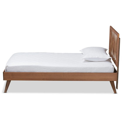 Toru Mid-Century Modern Ash Walnut Finished Wood Twin Size Platform Bed