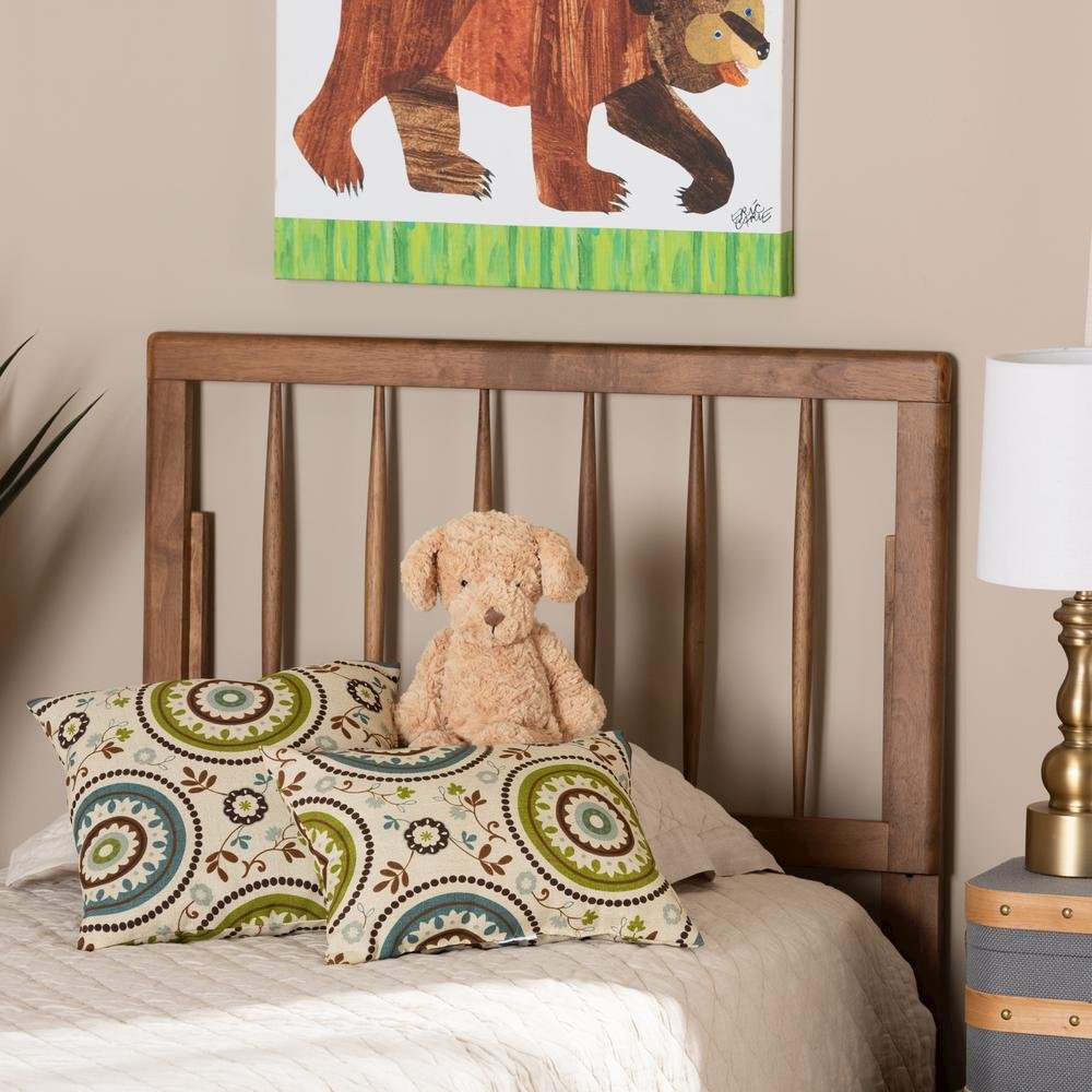 Valin Modern and Contemporary Ash Walnut Finished Wood Twin Size Headboard