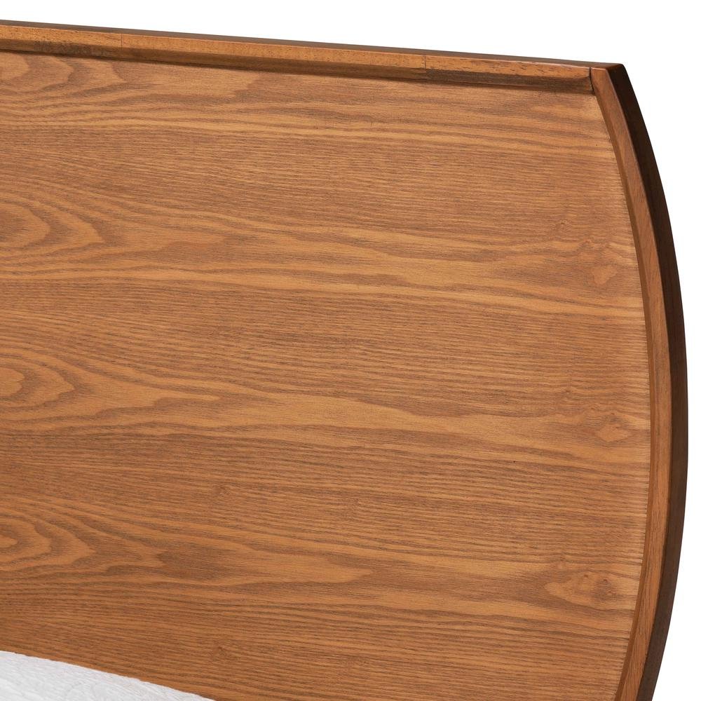 Aimi Mid-Century Modern Walnut Brown Finished Wood Twin Size Platform Bed