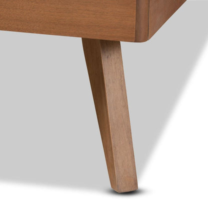 Aimi Mid-Century Modern Walnut Brown Finished Wood Twin Size Platform Bed