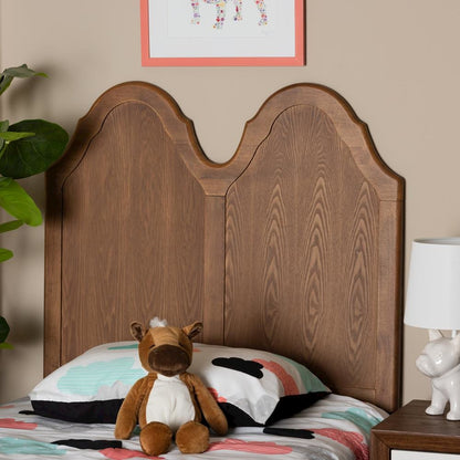 Traditional Ash Walnut Finished Wood Twin Size Arched Headboard