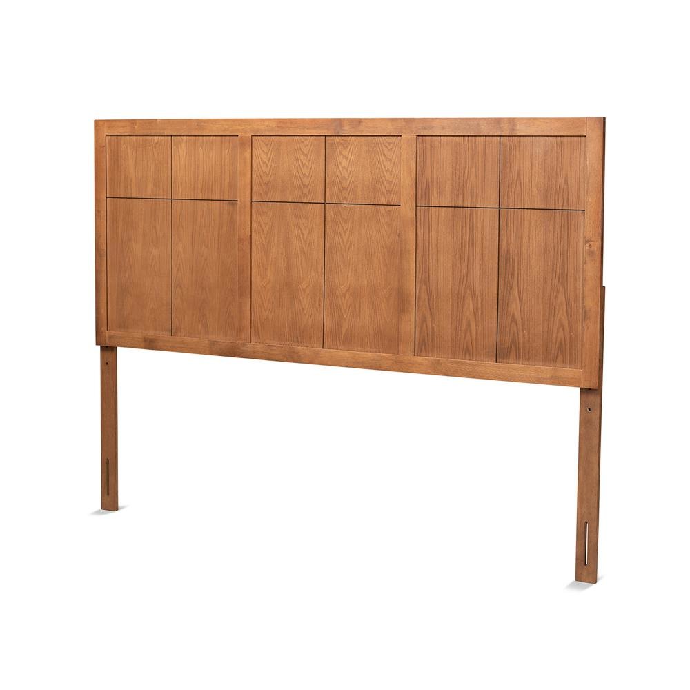 Transitional and Rustic Ash Walnut Finished Wood King Size Headboard