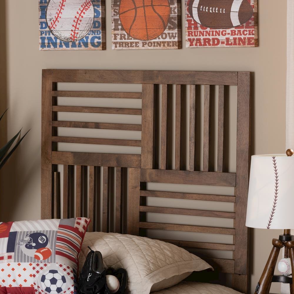 Transitional Ash Walnut Finished Wood Twin Size Headboard