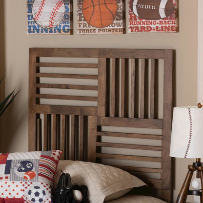 Transitional Ash Walnut Finished Wood Twin Size Headboard