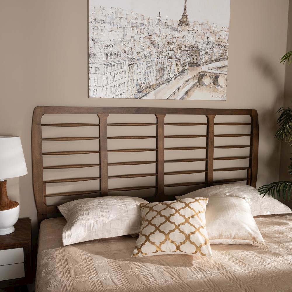 Carolyn Mid-Century Modern Ash Walnut Finished Wood King Size Headboard