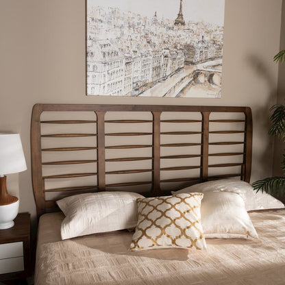 Carolyn Mid-Century Modern Ash Walnut Finished Wood King Size Headboard