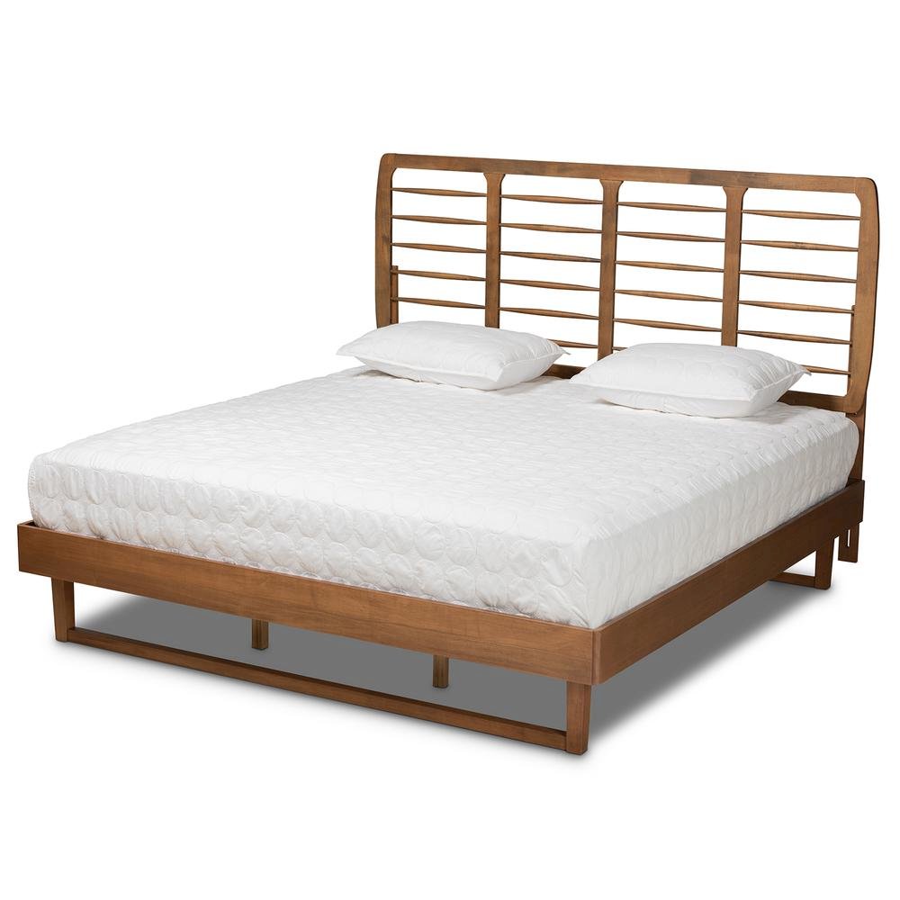 Lucie Modern and Contemporary Walnut Brown Finished Wood King Size Platform Bed